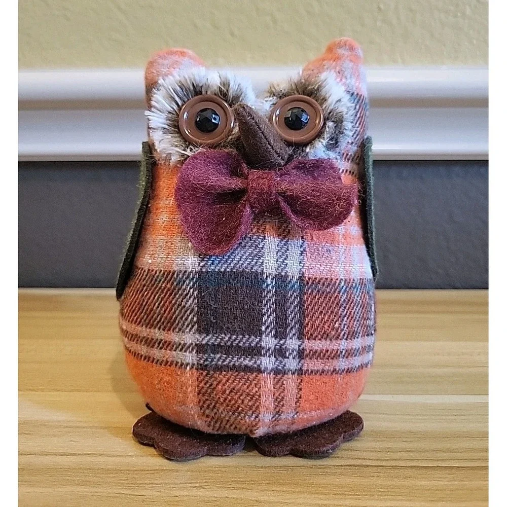 Fall Thanksgiving Plush Owl Shelf Sitters Set Of 2